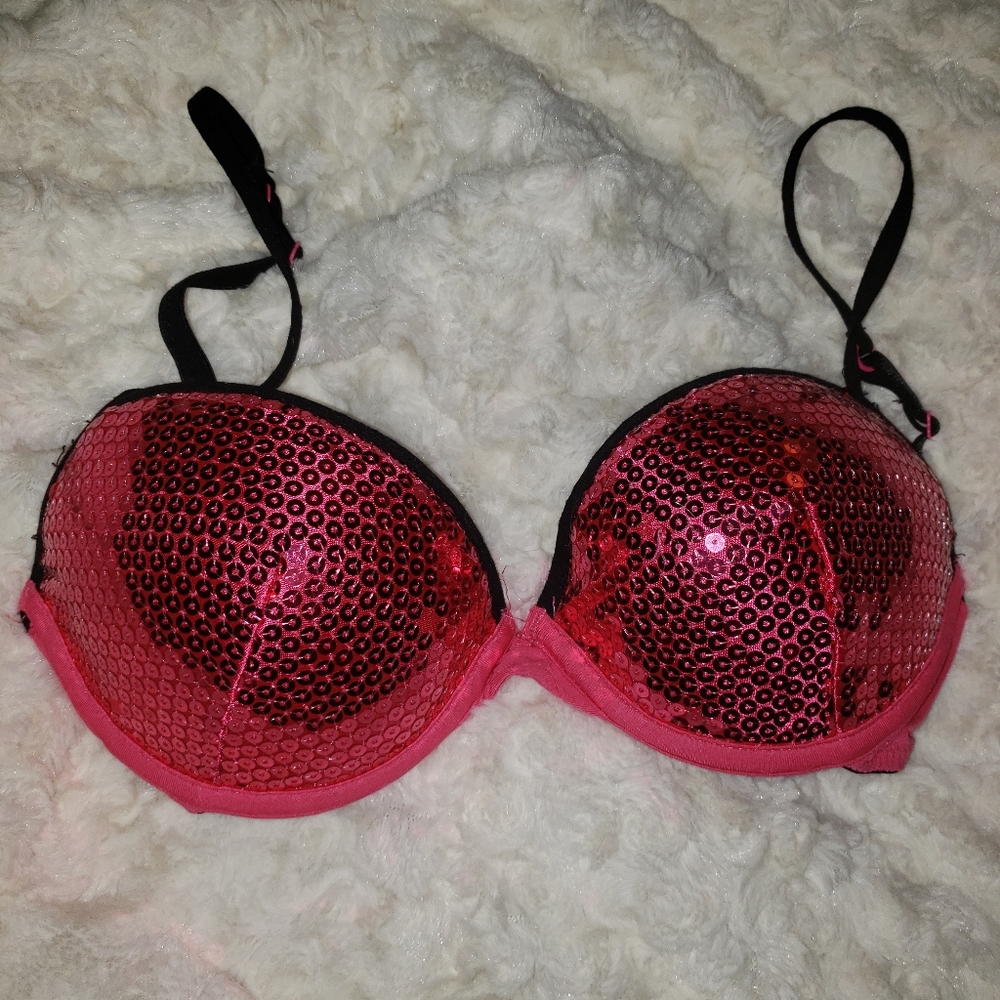 Pink sequin bra size 34B beautiful disco shiny